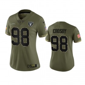 Maillot Femme Las Vegas Raiders Maxx Crosby 98 Olive 2022 Salute To Service Limited